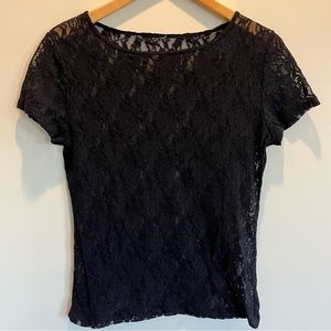 Black Lace Shortsleeve Top
